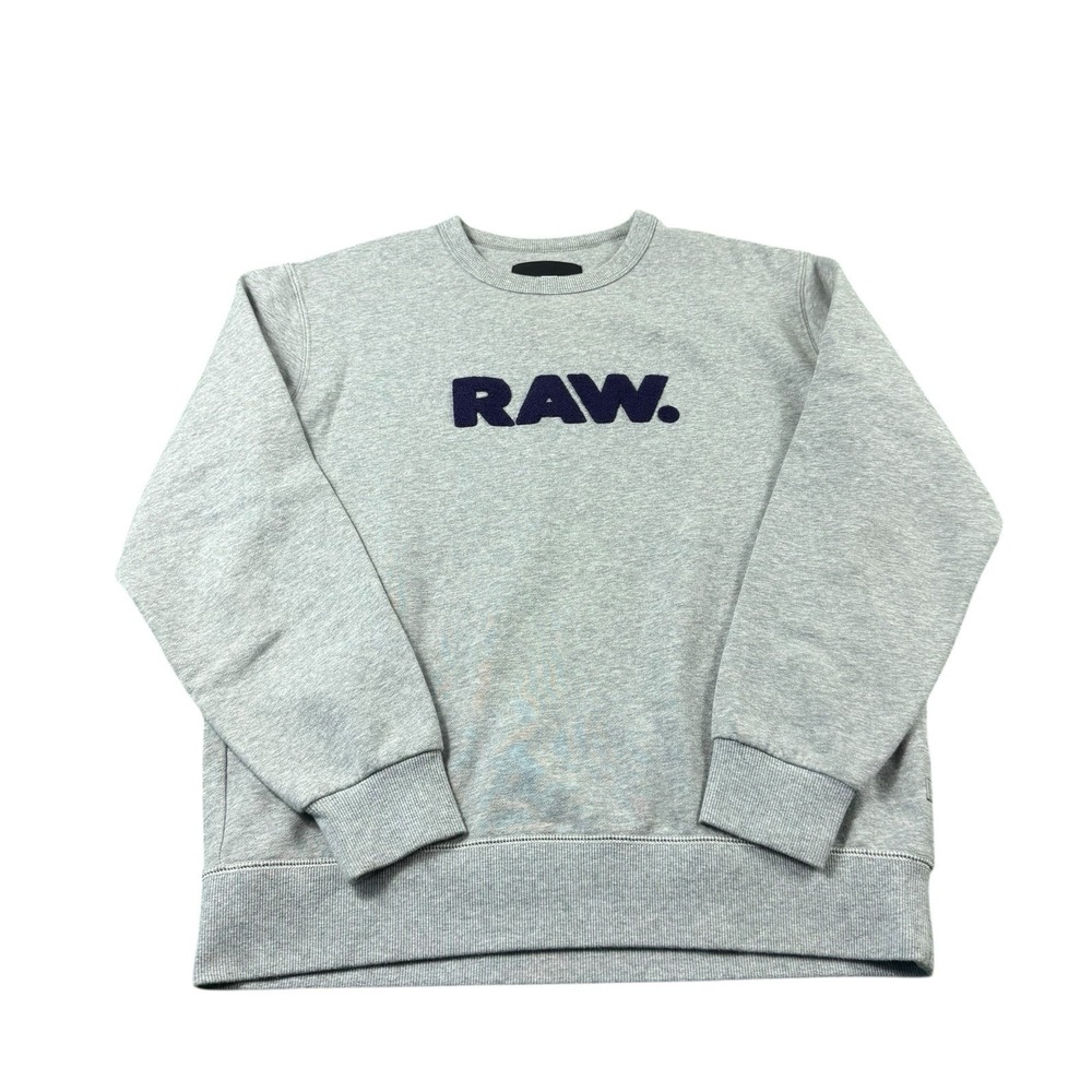 G-Star Raw Gray Spellout Varsity Mens Crewneck Sweatshirt L D06550-K007-906